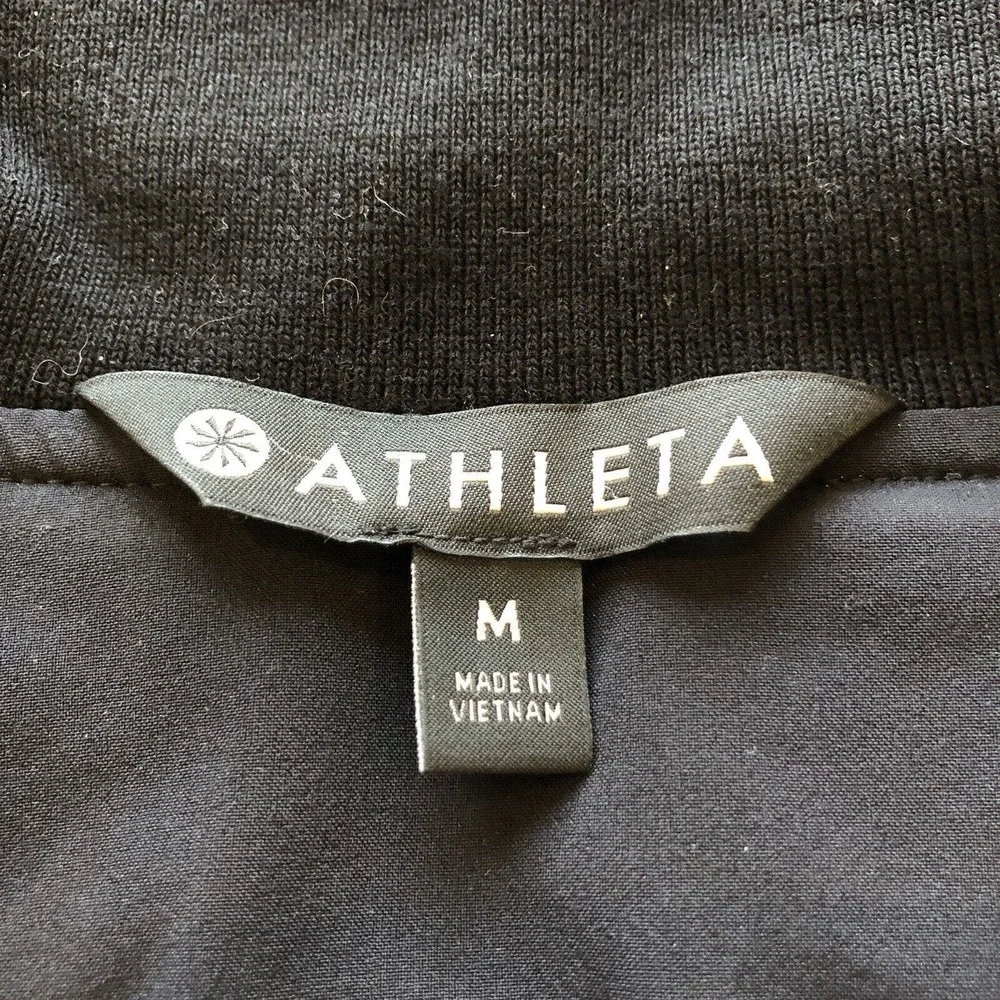 Athleta Circa Track Jacket Medium Stripe Full Zip Pockets Recycled Materials - Picture 9 of 12